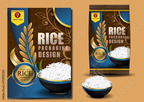 Rice Thailand food Logo Products and Fabric Background Thai Arts,  banner and poster template design rice food.