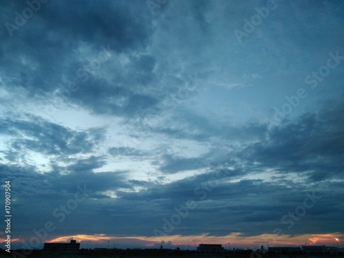 fire & blue sky. Weather and cloud. © Xiaoneng