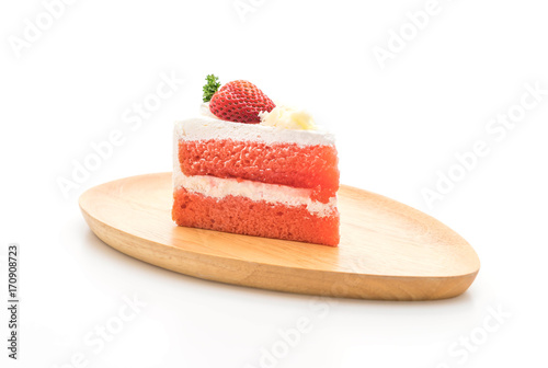 Valokuvatapetti strawberry cake on white background