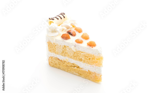 macadamia cake on white background