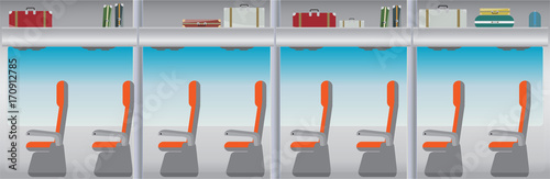  bus and seat with bag and blue window vector