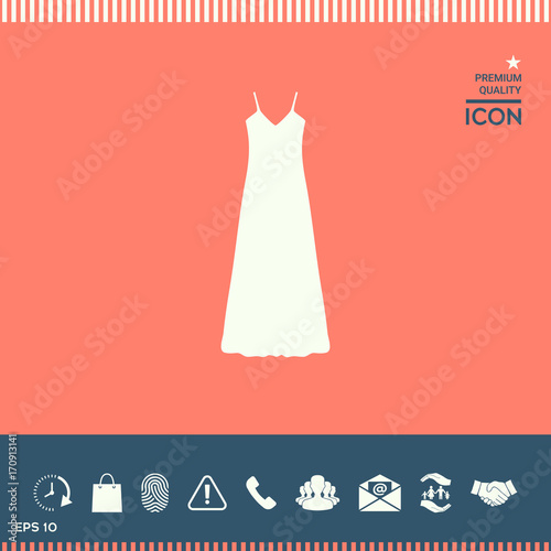Long Dress, Evening dress, combination or nightie , the silhouette. Menu item in the web design