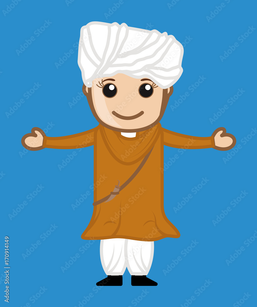 Happy Cartoon Punjabi Woman Gesture Stock Vector | Adobe Stock