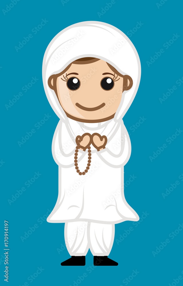 Cute Happy Cartoon Punjabi Girl Praying Stock Vector | Adobe Stock
