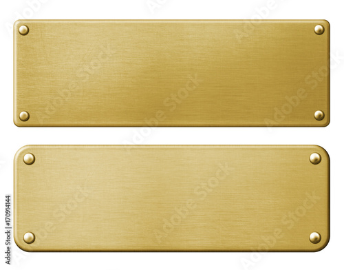 Bronze plates set with rivets isolated 3d illustration with clipping paths included