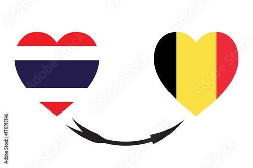 Free Download Flag of Thailand, and Belgium in heart shape - GFXLoad