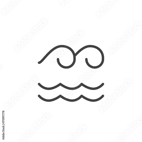 Water nature element line icon, outline vector sign, linear style pictogram isolated on white. Astrology symbol, logo illustration. Editable stroke.