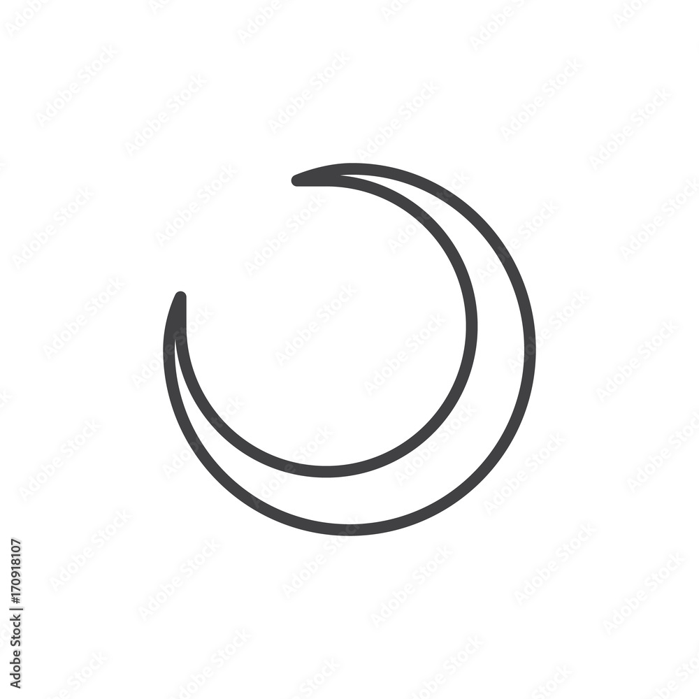 Crescent moon line icon, outline vector sign, linear style pictogram  isolated on white. Astrology symbol, logo illustration. Editable stroke.  Stock Vector