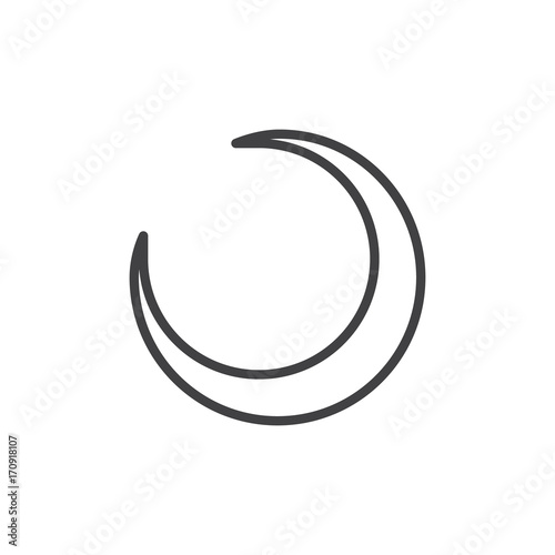 Crescent moon line icon, outline vector sign, linear style pictogram isolated on white. Astrology symbol, logo illustration. Editable stroke.