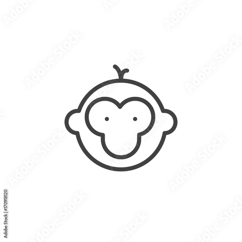 Year of monkey line icon, outline vector sign, linear style pictogram isolated on white. Astrology symbol, logo illustration. Editable stroke.