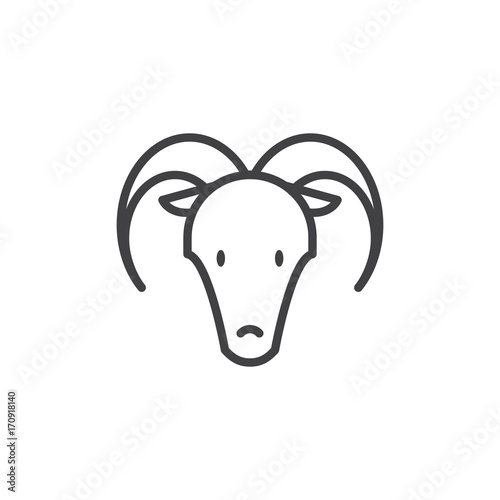 Year of goat line icon  outline vector sign  linear style pictogram isolated on white. Astrology symbol  logo illustration. Editable stroke.