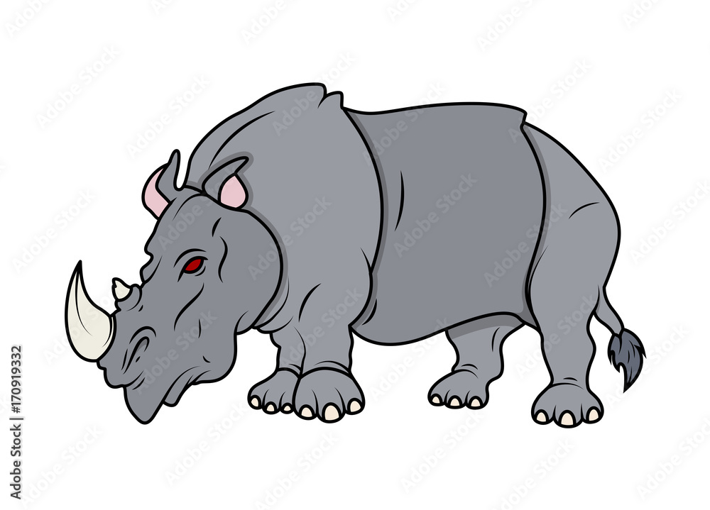 Cartoon Rhino clip-art handmade