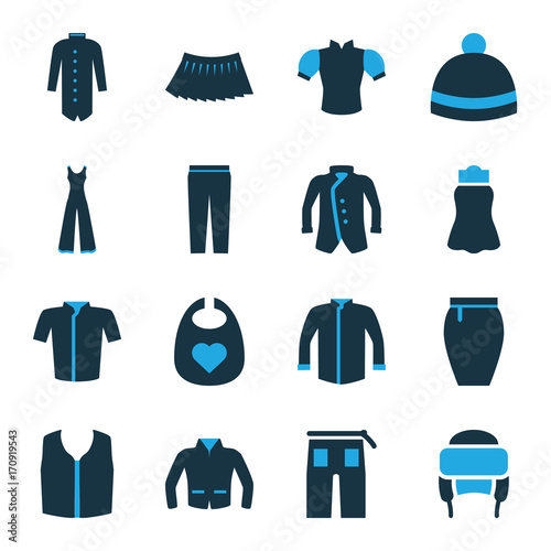 Set of 16 apparel bi-color icons