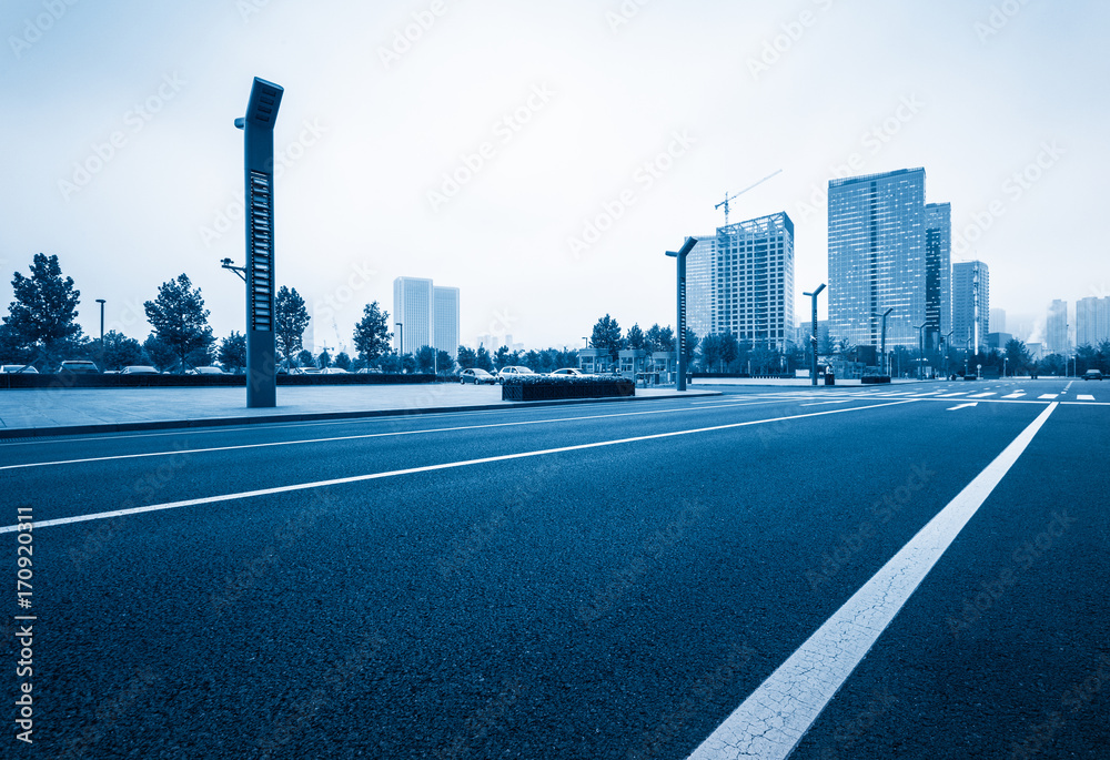 Naklejka premium empty urban road in dalian,china.
