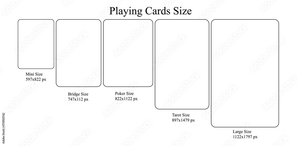 passager tricky kassette Playing card size model, Mini size, Bridge size, Poker size, Tarot size and  Large size Stock Vector | Adobe Stock