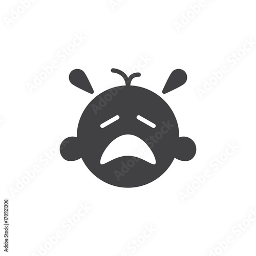 Crying baby icon vector, filled flat sign, solid pictogram isolated on white. Symbol, logo illustration