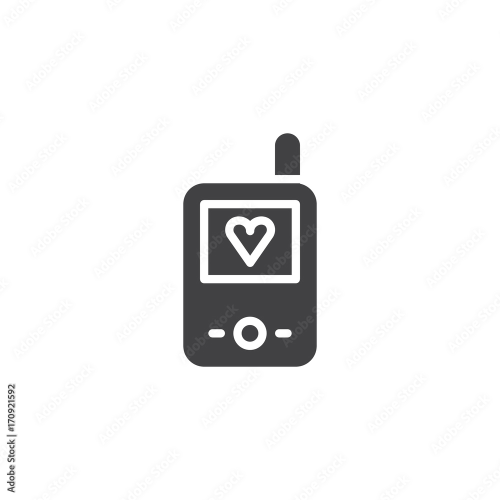 Baby walkie talkie icon vector, filled flat sign, solid pictogram isolated on white. Symbol, logo illustration Baby walkie talkie icon vector, filled flat sign, solid pictogram isolated on white. Symbol, logo illustration