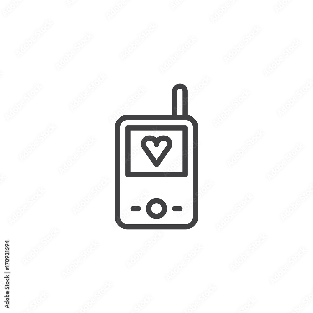Baby walkie talkie line icon, outline vector sign, linear style pictogram isolated on white. Symbol, logo illustration. Editable stroke