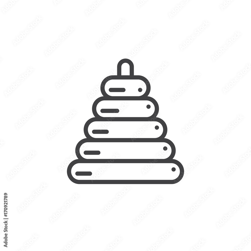 Ring stacker line icon, outline vector sign, linear style pictogram isolated on white. Symbol, logo illustration. Editable stroke