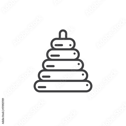 Ring stacker line icon, outline vector sign, linear style pictogram isolated on white. Symbol, logo illustration. Editable stroke