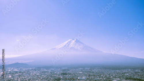 fuji mountain background with city scape from japan
