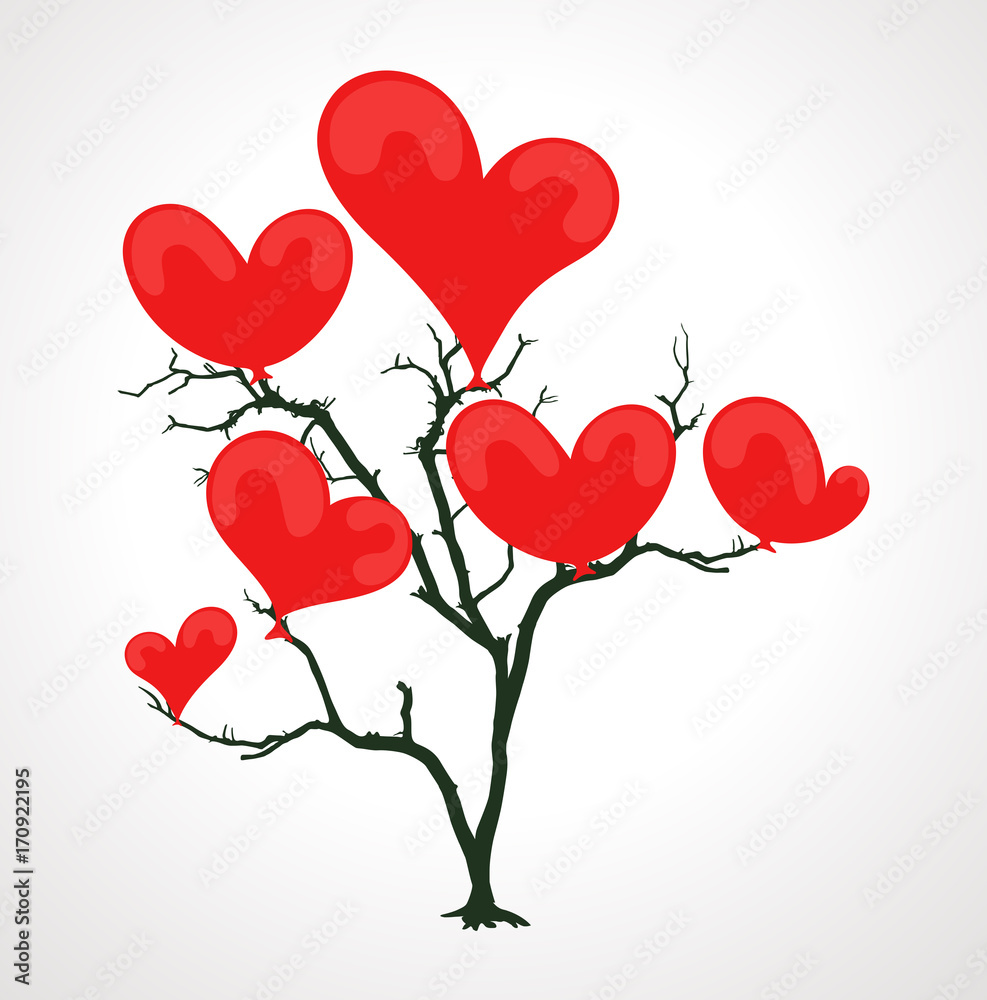 Love Hearts Tree Vector