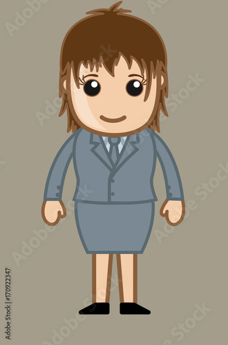 Happy Cartoon Female Employee