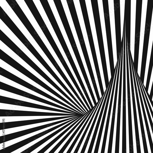 Black and White Abstract Striped Background. Optical Art. 3d Vector Illustration.