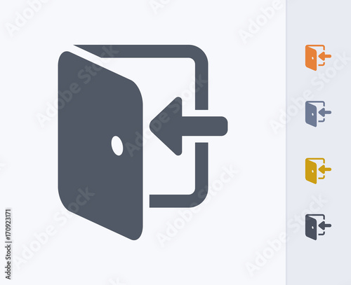 Door & Enter Arrow - Carbon Icons. A professional, pixel-perfect icon designed on a 32x32 pixel grid and redesigned on a 16x16 pixel grid for very small sizes.