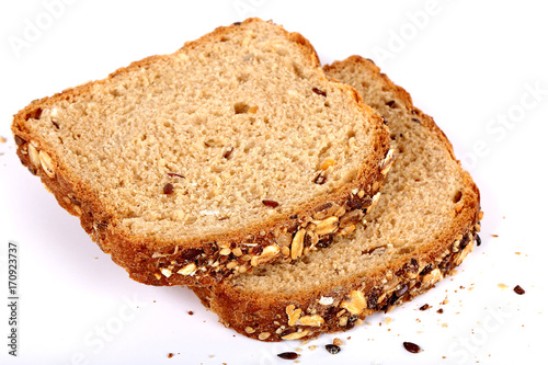 multi grain bread with slices photo