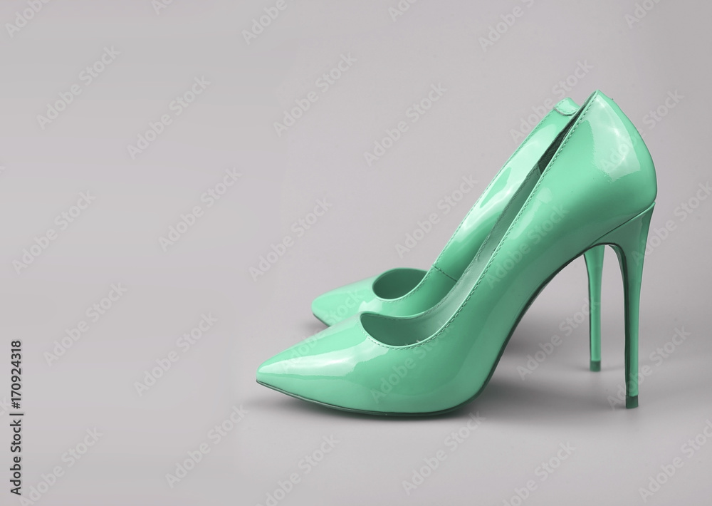Modern fashionable blue women shoes shot in studio Modern fashionable blue women shoes shot in studio