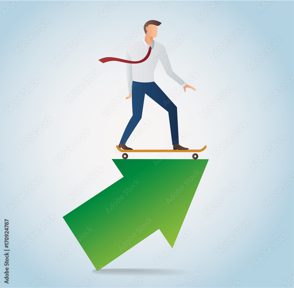 businessman on skateboard with arrow vector illustration businessman on skateboard with arrow vector illustration