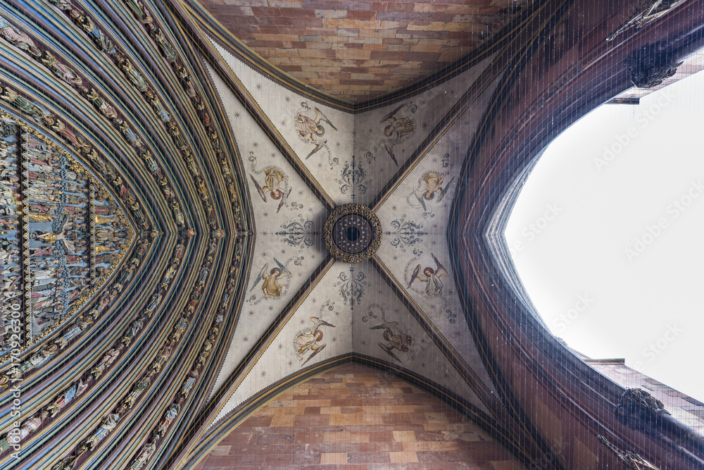 Ceiling of the entrance of the cathedral of Freiburg im Breisgau, Germany