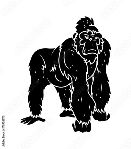 Gorilla Vector Silhouette - handmade clip-art vector 