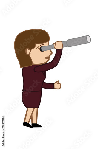 Businesswoman Watching Through Telescope