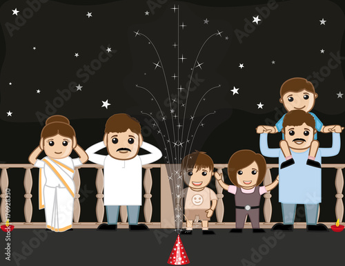 Happy Family Celebrating Diwali Festival