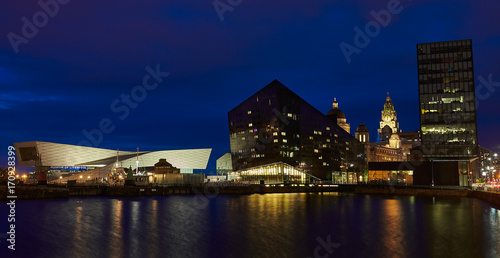 Waterfront, City of Liverpool, England at Night