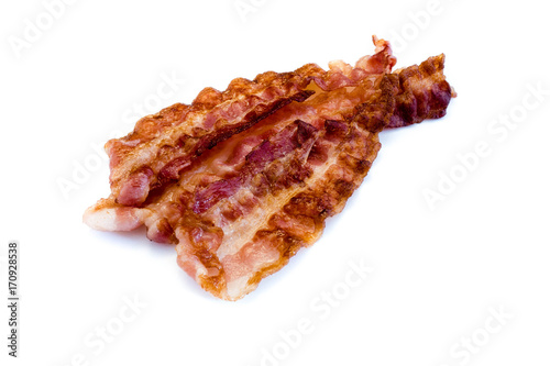 Speck Bacon Speckstreifen bauchspeck isoliert freigestellt auf weißen Hintergrund, Freisteller
