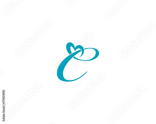 Letter C and heart shape Logo Icon 1