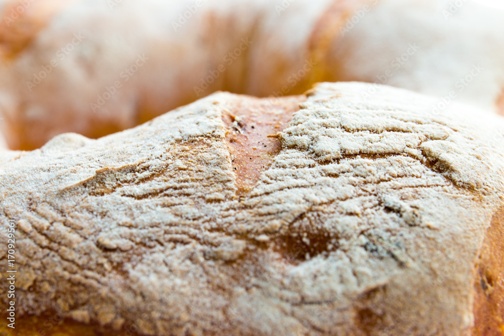 Onion bread close up background
