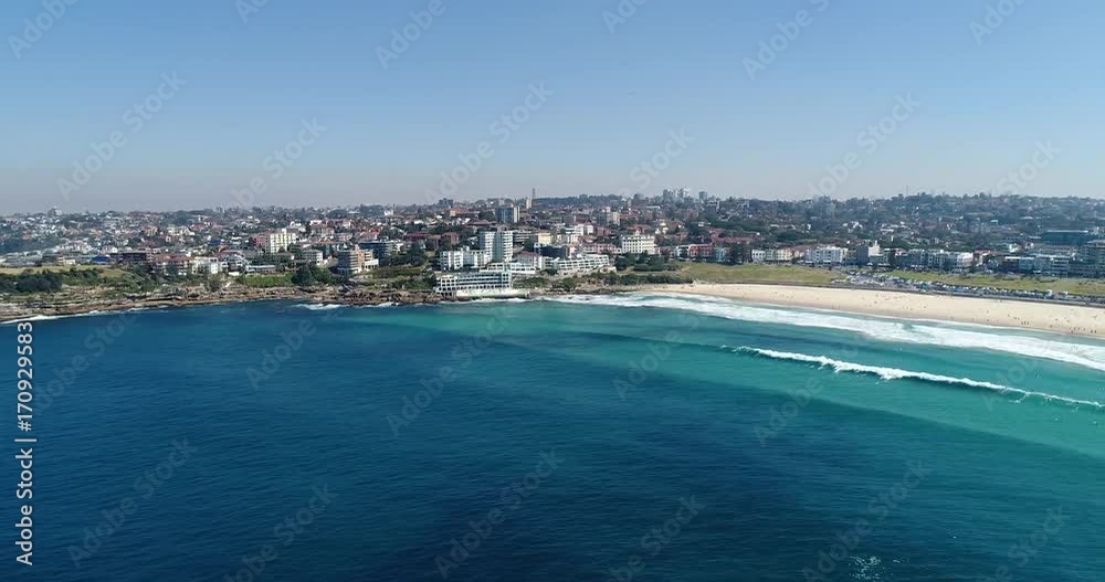 From open sea blue waters of Pacific towards Eastern Suburbs of Sydney and famous Bondi beach waterfront. From open sea blue waters of Pacific towards Eastern Suburbs of Sydney and famous Bondi beach waterfront.