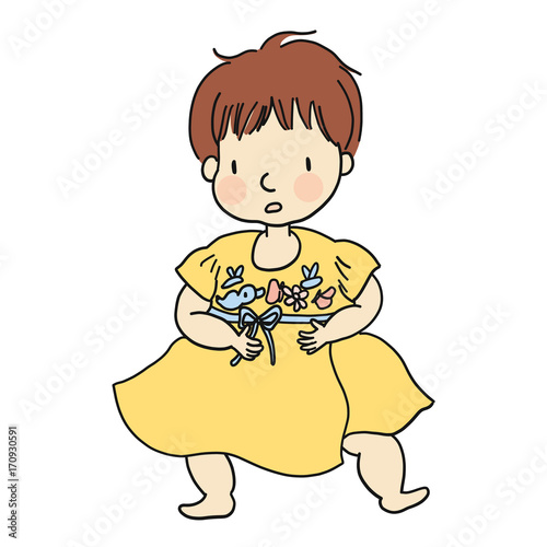 Vector Illusion Of Innocent Toddler Learning To Sit On Floor Family Concept Cartoon Character Drawing Style Isolated On White Background Stock Vector Adobe Stock