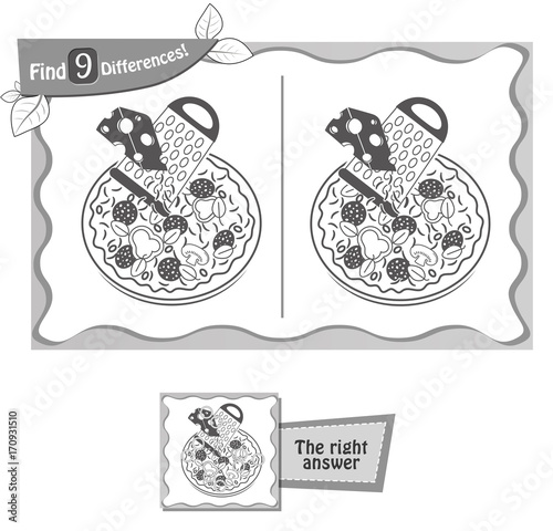 find 9 differences game pizza