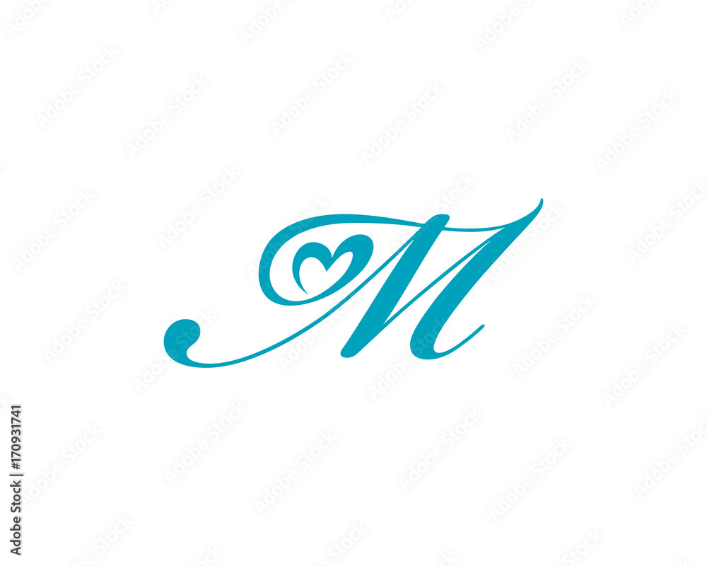 Letter M and heart shape Logo Icon 1 Stock Vector | Adobe Stock
