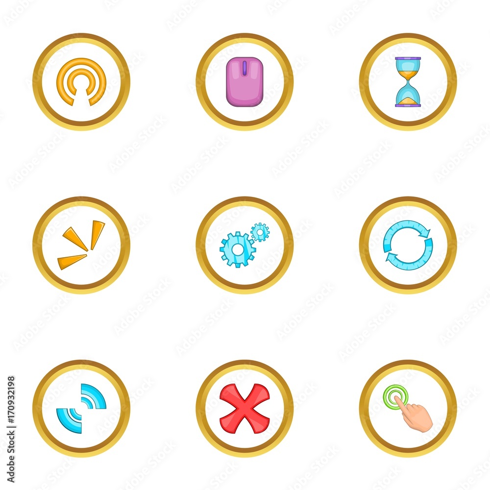 Different cursor icons set, cartoon style