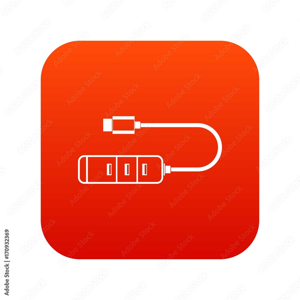 USB adapter connectors icon digital red USB adapter connectors icon digital red