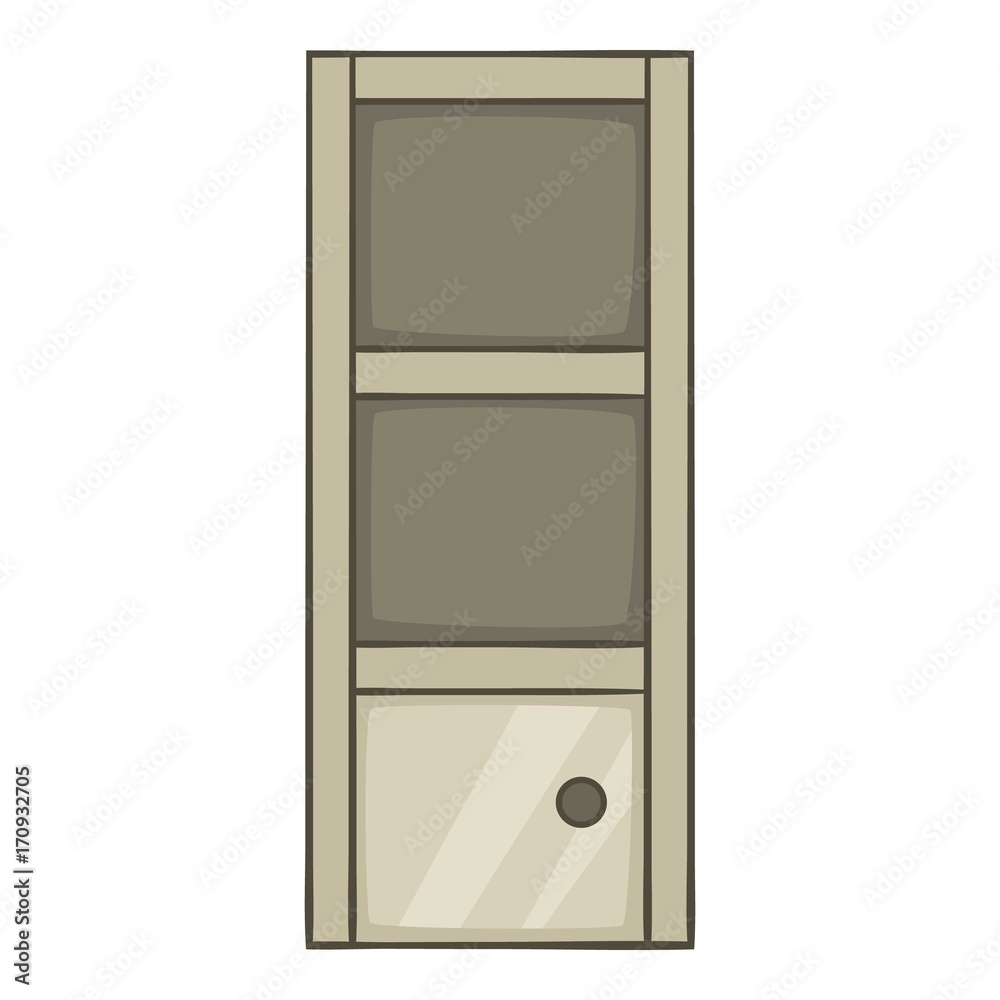 Grey bookcase icon, cartoon style Grey bookcase icon, cartoon style