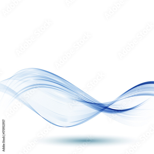 Smooth,transparent,blue lines in the form of abstract waves.