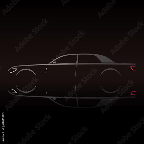 Business luxury prestige car in the dark background.