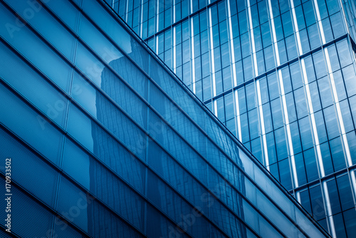 cross section of office buildings blue toned suzhou china.